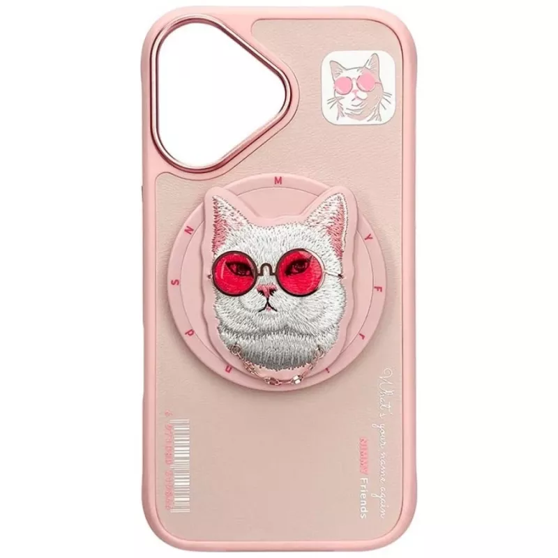 Nimmy Glasses Cool Cat MagSafe Dėklas, skirtas iPhone 16, Rožinis