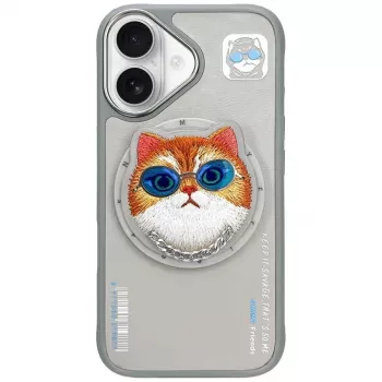 Nimmy Glasses Cool Cat MagSafe Dėklas, skirtas iPhone 16, Pilka