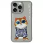Nimmy Back Cover for Apple iPhone 15 Pro 6.1 inch Gray Glasses Cool Cat