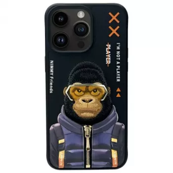 Nimmy Cool&Cute 2.0 Monkey Case, skirta Apple iPhone 15 Pro 6.1 inch juoda