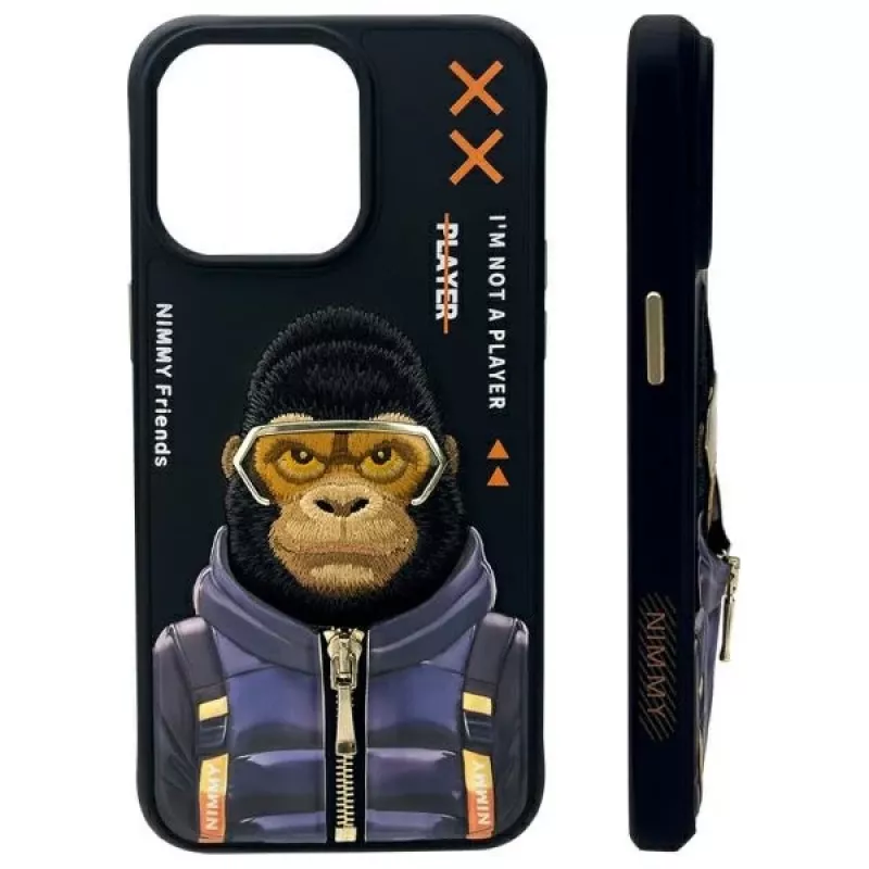 Nimmy Cool&Cute 2.0 Monkey Case, skirta Apple iPhone 15 Pro 6.1 inch juoda