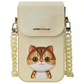 Nimmy 3-in-1 Telefono Dėklas, Piniginė ir Radimo Dėžutės Rinkinys - Chaki - Big Eyed Pet 2.0 Katė
