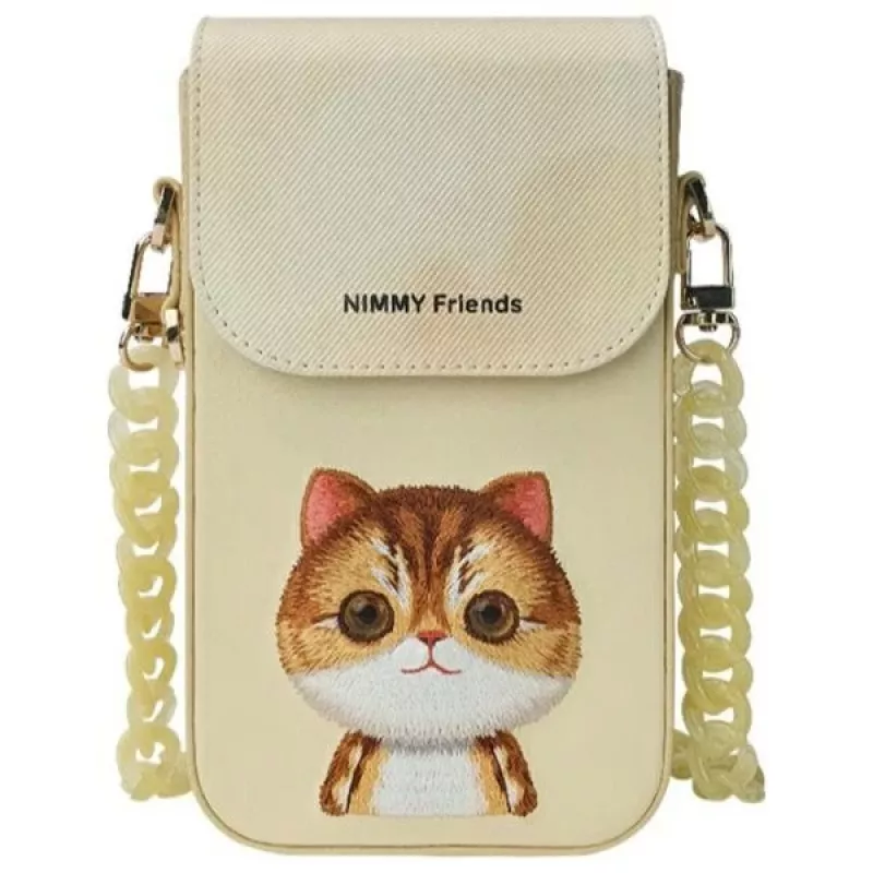 Nimmy 3-in-1 Telefono Dėklas, Piniginė ir Radimo Dėžutės Rinkinys - Chaki - Big Eyed Pet 2.0 Katė