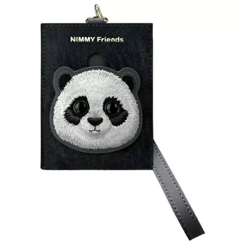 Nimmy 3-in-1 rinkinys: Telefono dėklas + Piniginė + Sekiklio dėklas, Juodas, Big Eyed Pet 2.0 Panda
