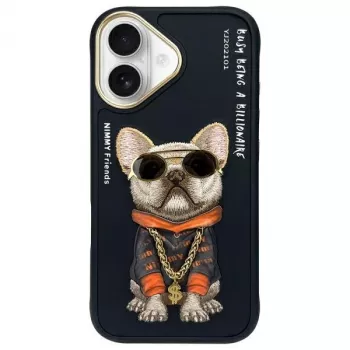 Nimmy Dėklas, skirtas iPhone 16 6.1, juodas, Glasses Cool Dog