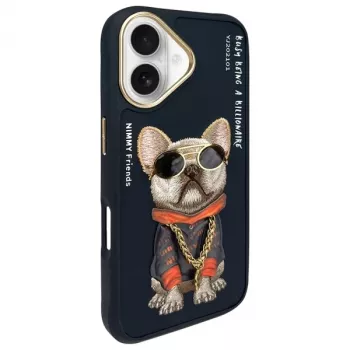 Nimmy Dėklas, skirtas iPhone 16 6.1, juodas, Glasses Cool Dog