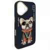 Nimmy Dėklas, skirtas iPhone 16 6.1, juodas, Glasses Cool Dog