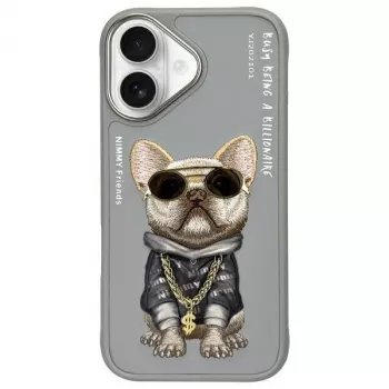Nimmy Protective Case for Apple iPhone 16 6.1 inch Gray Glasses Cool Dog