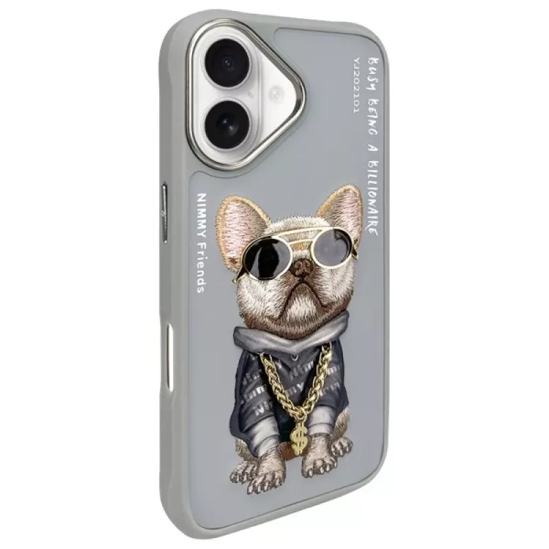 Nimmy Protective Case for Apple iPhone 16 6.1 inch Gray Glasses Cool Dog