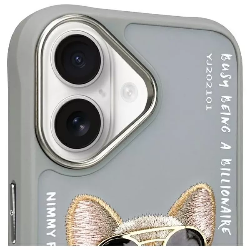 Nimmy Protective Case for Apple iPhone 16 6.1 inch Gray Glasses Cool Dog