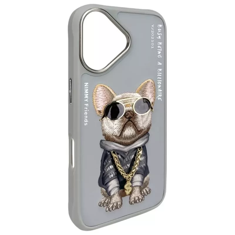 Nimmy Protective Case for Apple iPhone 16 6.1 inch Gray Glasses Cool Dog