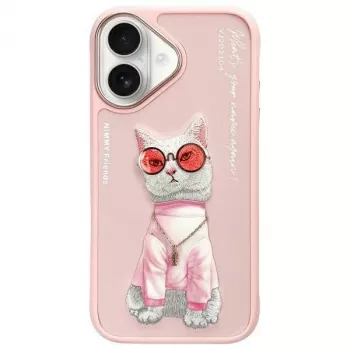 Nimmy Dėklas Apple iPhone 16 6.1 inch Pink Glasses Cool Cat