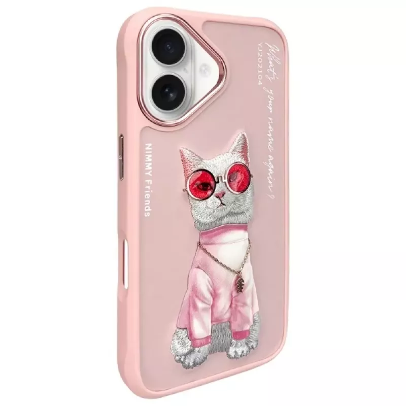 Nimmy Dėklas Apple iPhone 16 6.1 inch Pink Glasses Cool Cat