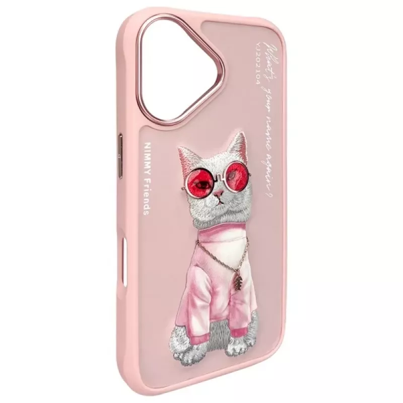 Nimmy Dėklas Apple iPhone 16 6.1 inch Pink Glasses Cool Cat