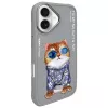 Nimmy Dėklas, skirtas iPhone 16 6.1 inch pilkas „Glasses Cool Cat“