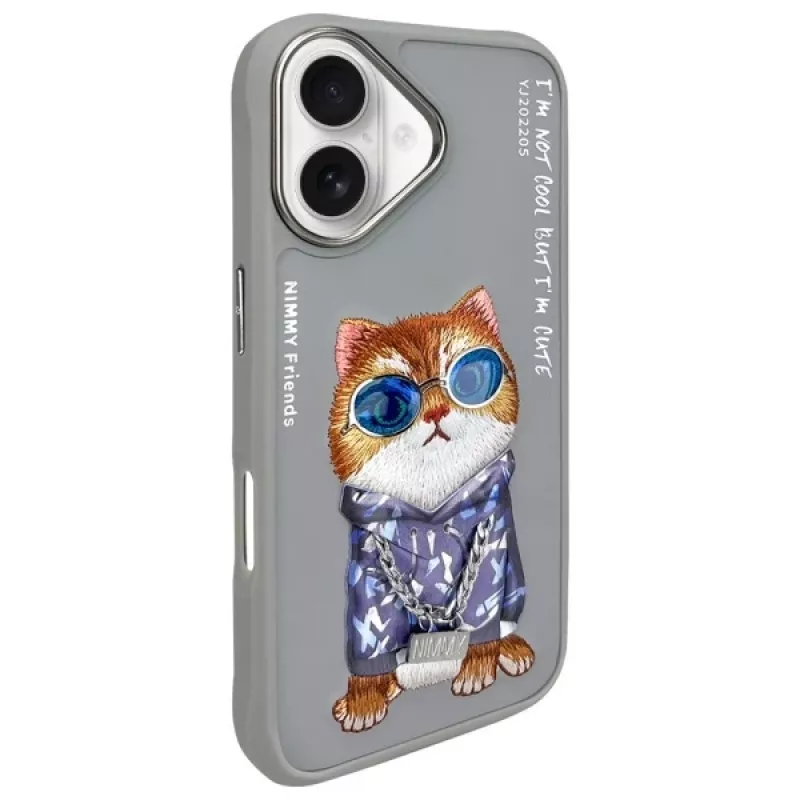 Nimmy Dėklas, skirtas iPhone 16 6.1 inch pilkas „Glasses Cool Cat“