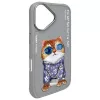 Nimmy Dėklas, skirtas iPhone 16 6.1 inch pilkas „Glasses Cool Cat“