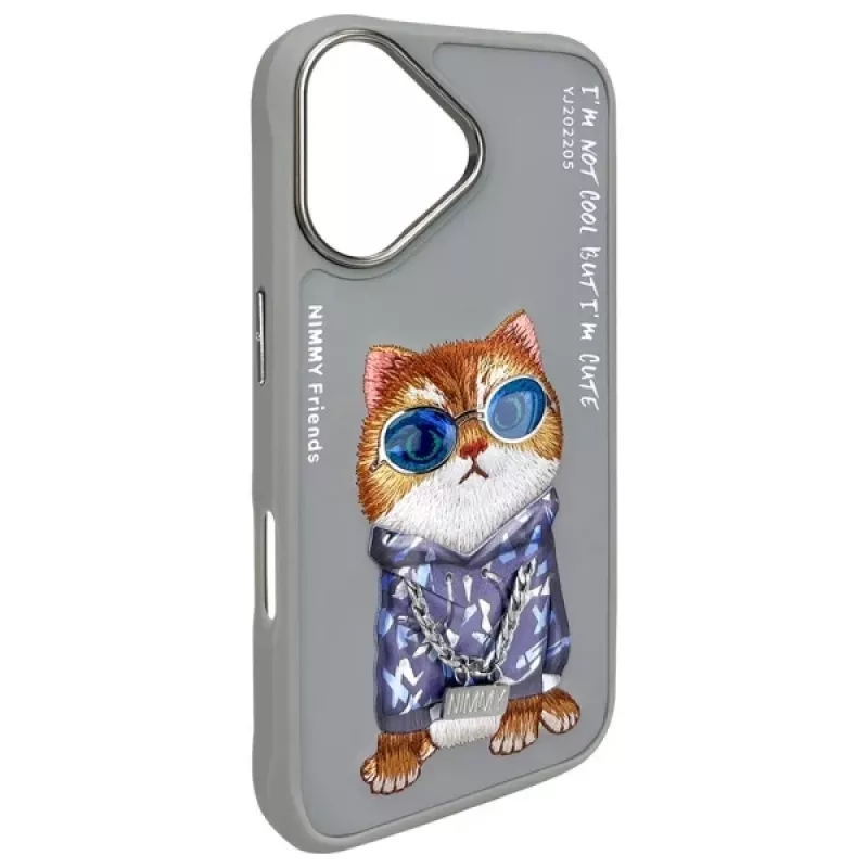 Nimmy Dėklas, skirtas iPhone 16 6.1 inch pilkas „Glasses Cool Cat“