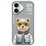Nimmy Cool&Cute 2.0 „Meškiuko“ dėklas, skirtas Apple iPhone 16 6,1 inch pilkas