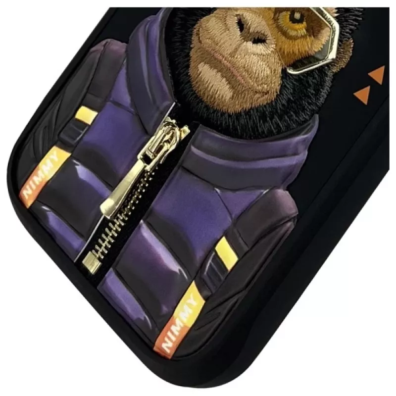 Nimmy Cool&Cute 2.0 Monkey Back Cover, skirta Apple iPhone 16 Pro, juoda, TPU