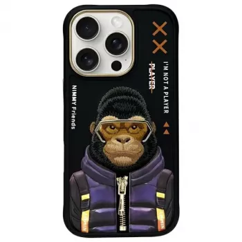 Nimmy Cool&Cute 2.0 Monkey Case, iPhone 16 Pro Max 6,9 inch Juodas
