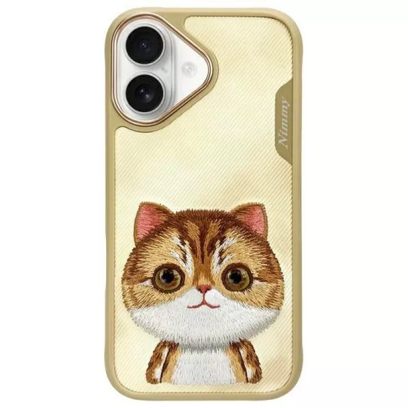 Nimmy Big Eyed Pet 2.0 Cat Case, Apple iPhone 16 6,1 inch Khaki