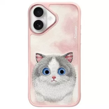 Nimmy Big Eyed Pet 2.0 Cat Back Cover Case for Apple iPhone 16 6.1 inch - Rožinė