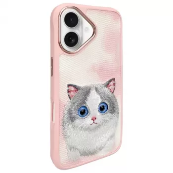 Nimmy Big Eyed Pet 2.0 Cat Back Cover Case for Apple iPhone 16 6.1 inch - Rožinė