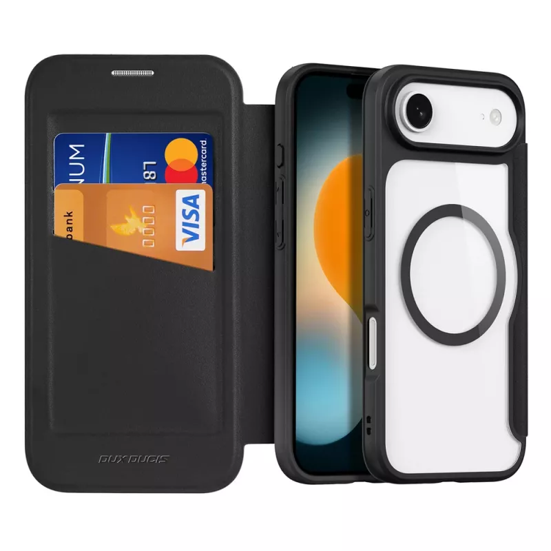 DUXDUCIS Skin X Pro Wallet Case for iPhone 17 Air su MagSafe – juoda