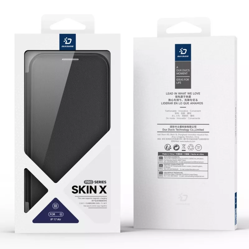 DUXDUCIS Skin X Pro Wallet Case for iPhone 17 Air su MagSafe – juoda