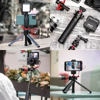 ULANZI MT-16 Mini Tripod Selfie Stick su rutuline galvute ir cold shoe, juodas
