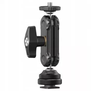 Ulanzi R098 Magic Arm dvigubos galvutės šarnyrinė ranka su 1/4 inch sraigtu ir „Cold Shoe“ laikikliu, juoda