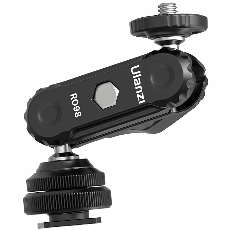 Ulanzi R098 Magic Arm dvigubos galvutės šarnyrinė ranka su 1/4 inch sraigtu ir „Cold Shoe“ laikikliu, juoda