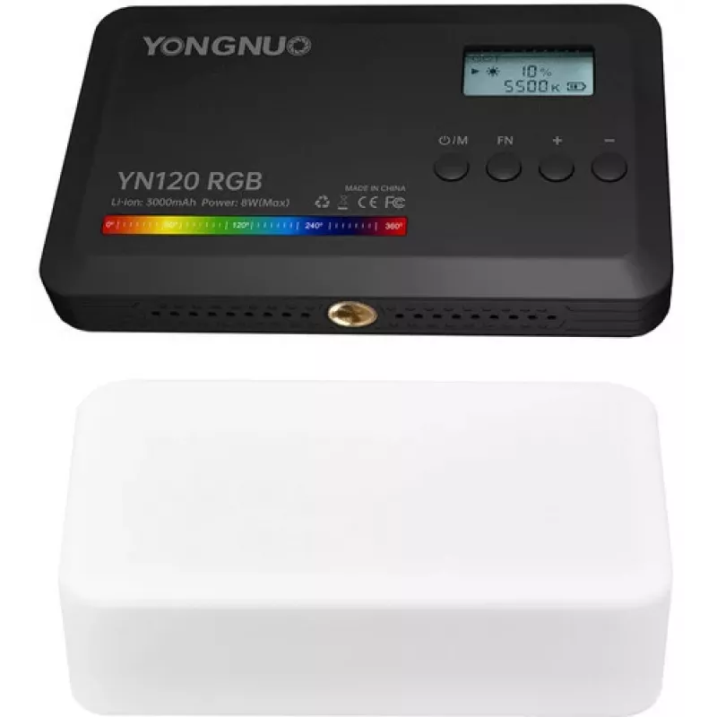 Yongnuo YN120 RGB LED Video Light, Bi-Color 2500K-9900K, 12W, Built-in Battery, USB-C