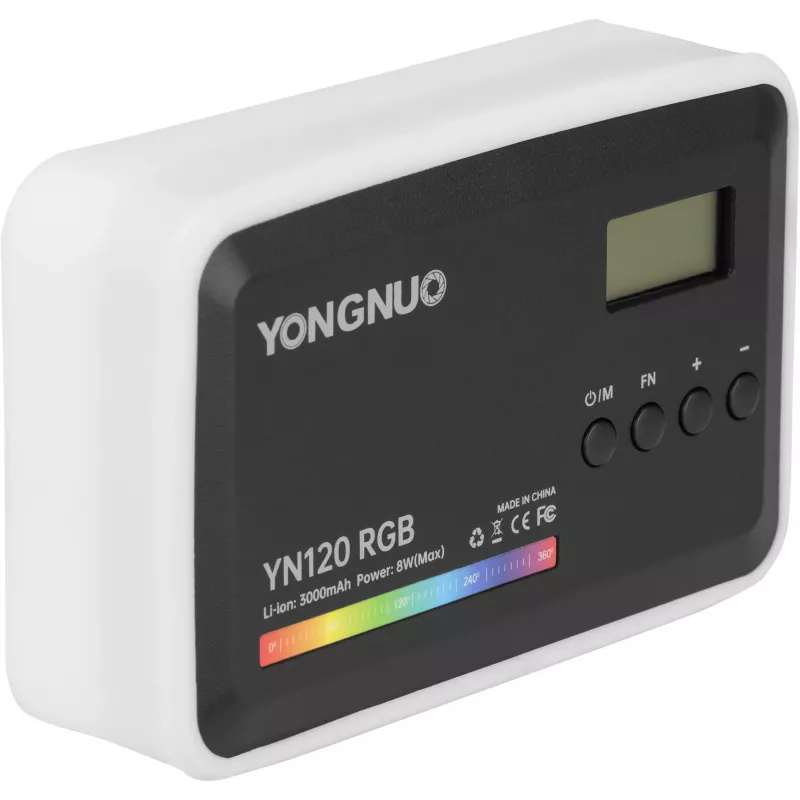 Yongnuo YN120 RGB LED Video Light, Bi-Color 2500K-9900K, 12W, Built-in Battery, USB-C