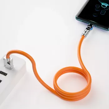 Dudao L24CC USB-C į USB-C 120W 1m 180° kampuotas laidas, oranžinis