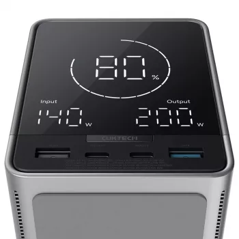 CUKTECH 300W 40000 mAh Power Bank su belaidžiu įkrovimu 2x USB-C + 2x USB-A Juoda