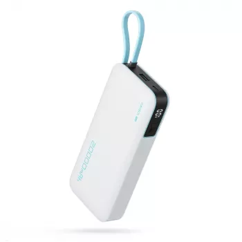 CUKTECH CUKP200NGLLG 55W 20000mAh Power Bank su įmontuotu USB-C laidu - balta