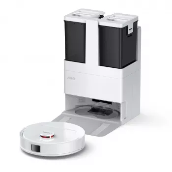JONR T5 Lite robotų dulkių siurblys su LiDAR navigacija, 3000Pa siurbimo galia, 2600mAh baterija, 600ml dulkių talpa, 250ml vandens talpa, šlapiu valymu, programėlės ir balso valdymu, baltas