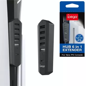 IPEGA USB/USB-C Hub for PS5 Slim Black