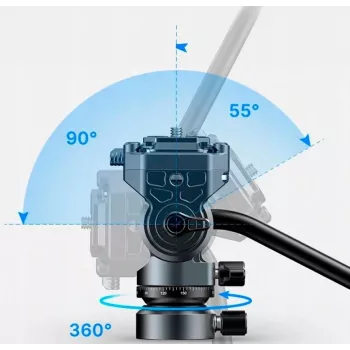 Ulanzi F38 Fluid Video Head 360° Panoramic Oil Damping Tripod Head with Arca-Swiss Quick Release, 3kg Load Capacity, Aluminum Alloy, Black
