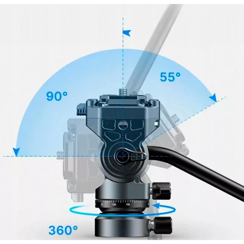 Ulanzi F38 Fluid Video Head 360° Panoramic Oil Damping Tripod Head with Arca-Swiss Quick Release, 3kg Load Capacity, Aluminum Alloy, Black