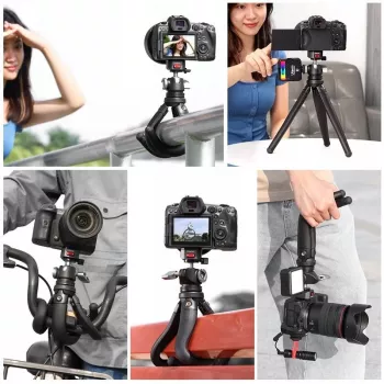Ulanzi Claw Flexible Tripod Pro su Cold Shoe ir 3x 1/4 inch sraigtais kamerai, išmaniajam telefonui, veiksmo kamerai