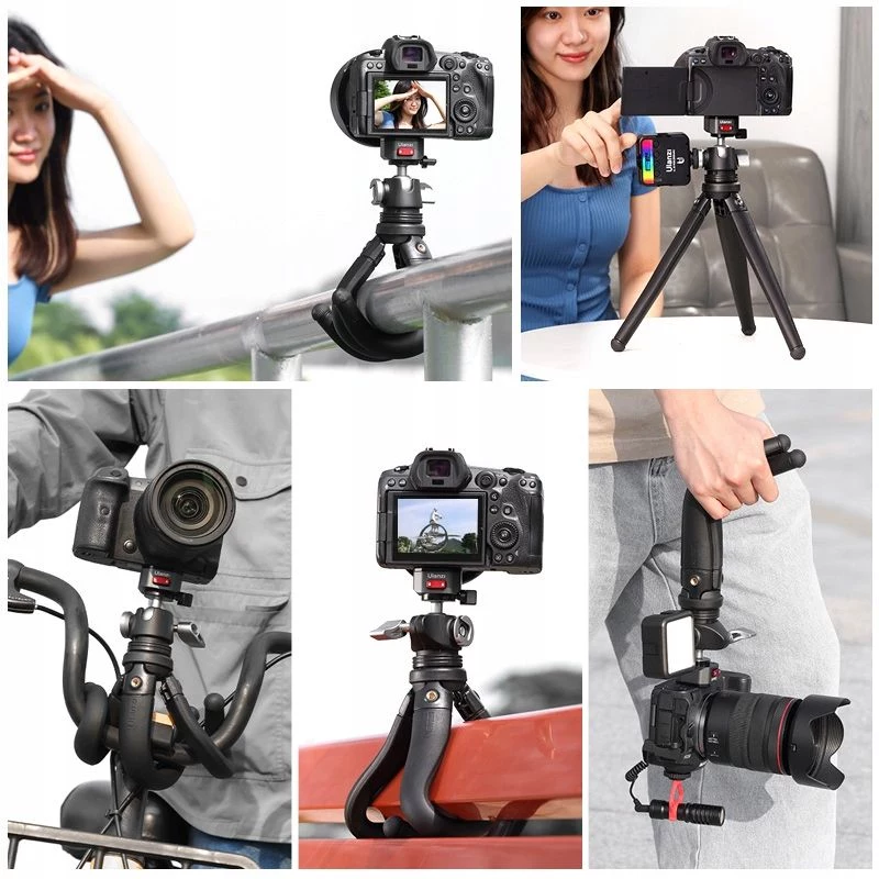 Ulanzi Claw Flexible Tripod Pro su Cold Shoe ir 3x 1/4 inch sraigtais kamerai, išmaniajam telefonui, veiksmo kamerai