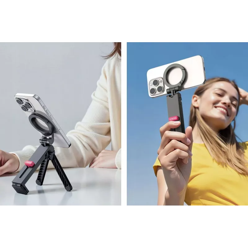 ULANZI MA88 MagSafe Metal Hand Grip, Desktop Stand & Tripod Mount for iPhone 12/13/14/15/16 Series, Aluminum Alloy, 360° Swivel, Cold Shoe & 1/4 inch-20 Thread, Space Gray
