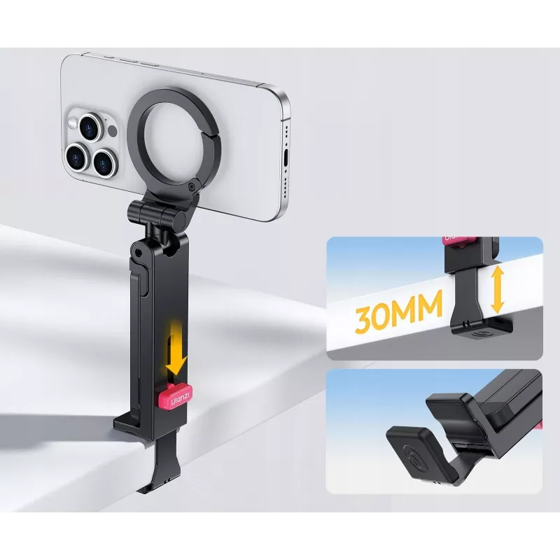 ULANZI MA88 MagSafe Metal Hand Grip, Desktop Stand & Tripod Mount for iPhone 12/13/14/15/16 Series, Aluminum Alloy, 360° Swivel, Cold Shoe & 1/4 inch-20 Thread, Space Gray
