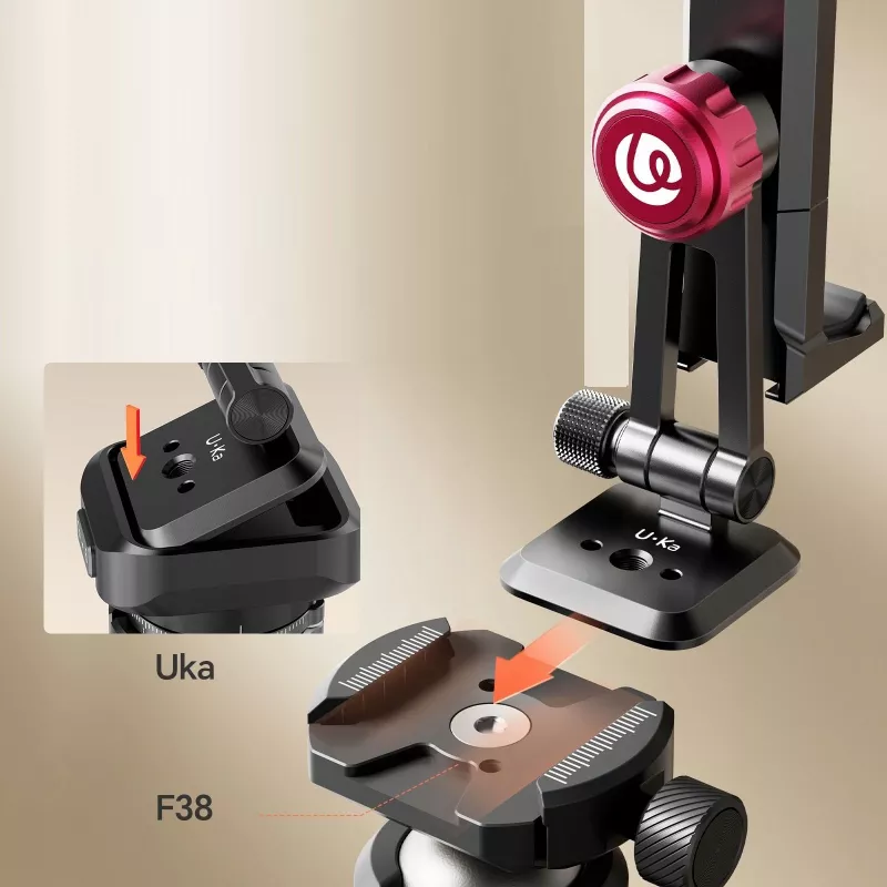 ULANZI MA51 F38 Quick Release Phone Clamp Mount su Cold Shoe, Aliuminio Lydinys, Juodas