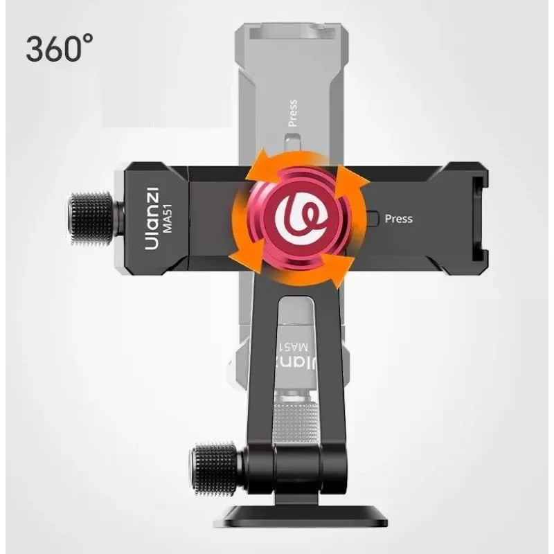 ULANZI MA51 F38 Quick Release Phone Clamp Mount su Cold Shoe, Aliuminio Lydinys, Juodas
