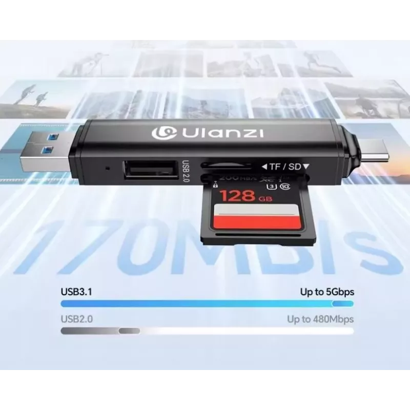 Ulanzi CR1 3-in-1 USB 3.0 / USB-C SD TF MicroSD Card Reader 150-200 MB/s