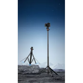 Ulanzi MT-80 Mini Tripod su rutuline galvute, 1/4 colio sraigtas, 24,7 cm maksimalus aukštis, 2 kg apkrova, juoda